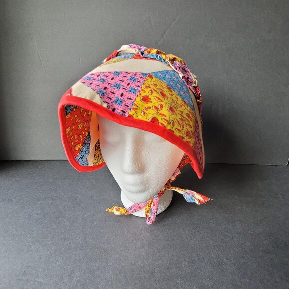 Vintage Pioneer Trek Bonnet Size L Prairie Ruffled Victorian Civil War Sunbonnet - Picture 3 of 7